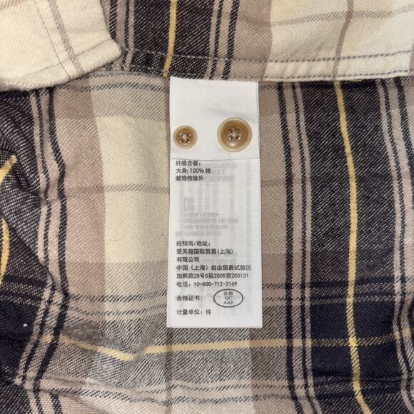 Abercrombie & Fitch Shirt Men M CreamTan Plaid Flannel Soft Relaxed Long Sleeve - Picture 5 of 5